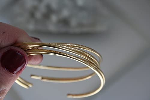 Set of Five Brass Stacking Cuff/Bangles Hammered & smooth textured - size: 6 Inches