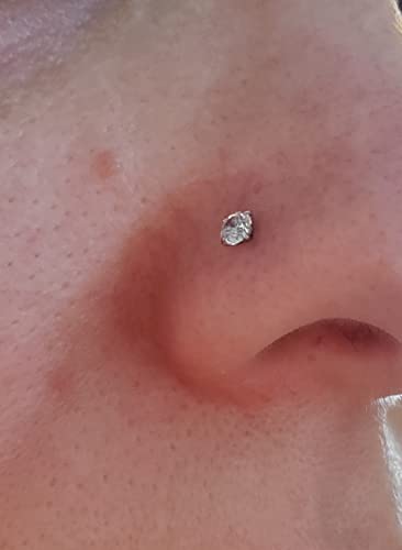 Longita 20g Nose Rings Hoop L Shape Nose Studs Stainless Steel Nose Screw Bone Flat Top Diamond Opal Heart High Nostril Piercing Jewelry Silver Rose Gold Black Pack for Women Men - color: 51-20g-silver