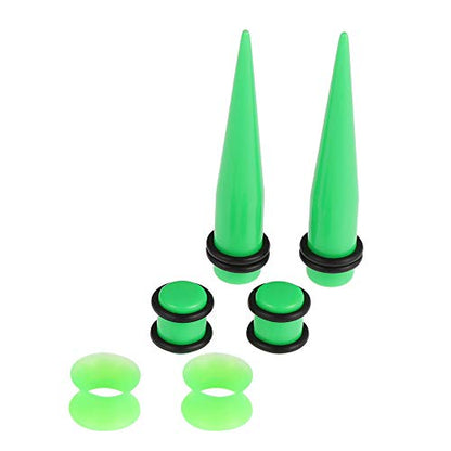 JieyueJewelry 50/54 Pcs Ear Stretching Kit 14G-00G | Acrylic Tapers & Plugs with Silicone Tunnels, Ear Gauges Expander Set Body Piercing Jewelry for Women and Men - color: Grass Green