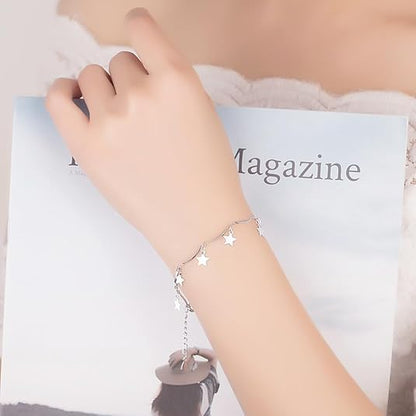 925 Sterling Silver Bracelets for Womens, Love Heart Charm Chain Bracelet Bangle Fashion Jewelry Gifts
