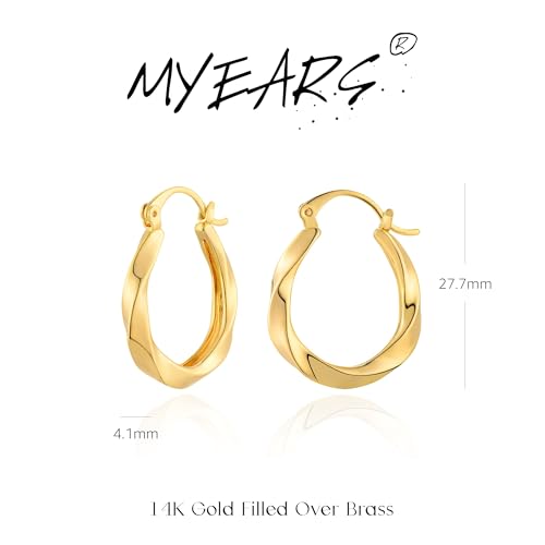 Gold Hoop Earrings for Women 14K Gold Plated Chunky Huggie Hoops Simple Cute Earrings Minimalist Jewelry for Women Gifts - style: Twist