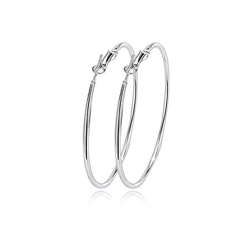 VONALA 925 Sterling Silver Circle Endless Hoop Earrings - Jewellery for Women - size: 65mm