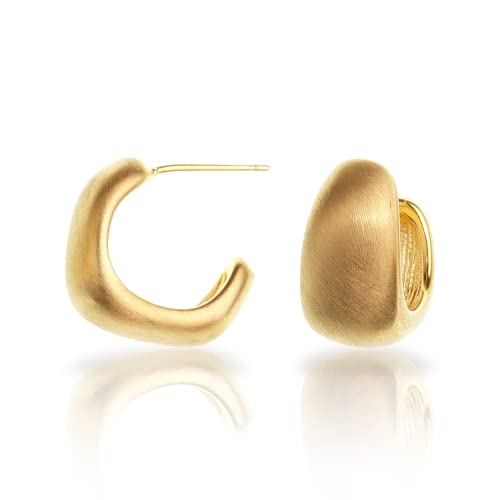 Sonateomber Gold Chunky Crystal Hoop Earrings for Women, Trendy Statement Sparkly CZ Rhinestone Thick Open Hoops Earings Hypoallergenic Wedding Prom Everyday Accessories Fashion Jewelry Gift - color: Matte Gold