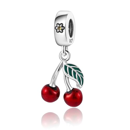 925 Sterling Silver Bead Charm for Pandora Bracelets and Necklaces,Pink Bow Cherry Butterfly Blue Ocean Pendant Bead Charms Jewelry Present Valentines Gifts for Wife/Girlfriend Women - style: Cherry Charms