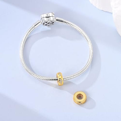 2pcs Stopper Spacer Beads for Pandora Bracelets, Sterling Silver Cross Ladybug Clip Spacer Charms For Bracelet DIY Jewelry Gift - color: Gold Cross