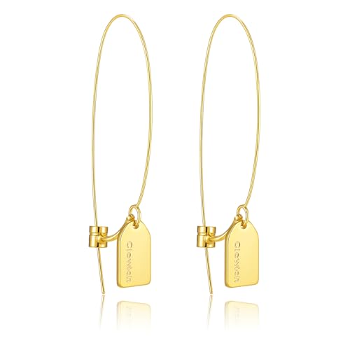 Dangle Flower Gold Earrings for Women, Trendy Statement Hoop Earrings, Gold Floral Drop Earrings Jewelry for Gifts - color: 14K gold plating