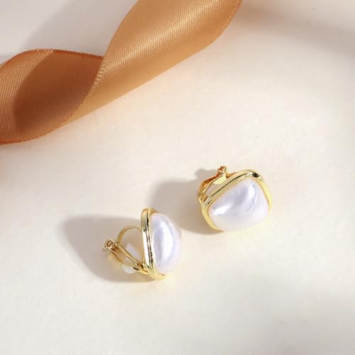 4 Pairs Clip on Stud Earrings, Non Pierced Jewelry with Pearl Accented, Gold Clip On Stud Earrings Set for Women