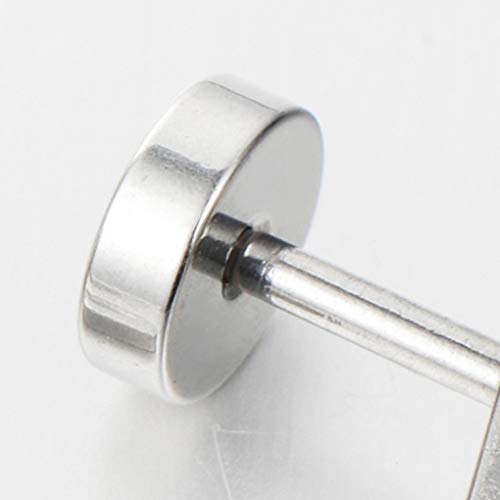 10mm Women Mens Black Circle Stud Earrings Black Glitter, Steel Cheater Fake Ear Plugs Gauges Tunnel - color: Metal color: Silver; Stone color: Colorful-01