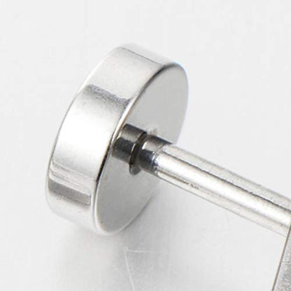 10mm Women Mens Black Circle Stud Earrings Black Glitter, Steel Cheater Fake Ear Plugs Gauges Tunnel - color: Metal color: Silver; Stone color: Colorful-01