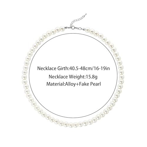 Chunky Pearl Choker Necklace - Stackable Statement Wedding Party Jewelry Gift - size: 8mm pearl