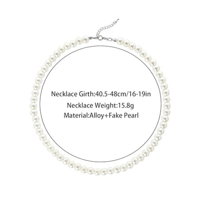 Chunky Pearl Choker Necklace - Stackable Statement Wedding Party Jewelry Gift - size: 8mm pearl