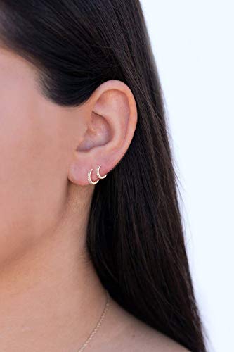 3 Pairs 925 Sterling Silver Small Hoop Earrings for Women Men | Cubic Zirconia, 14K White Gold Plated Huggie Hoop Earrings, Hypoallergenic - style: L-silver gold rosegold 8mm