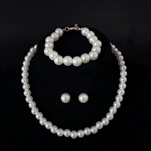 Pearl Jewelry Set for Women Pearl Necklace and Earring Set Bridal Jewelry Set for Wedding Elegant Pearl Jewelry - color: A2:SET-3