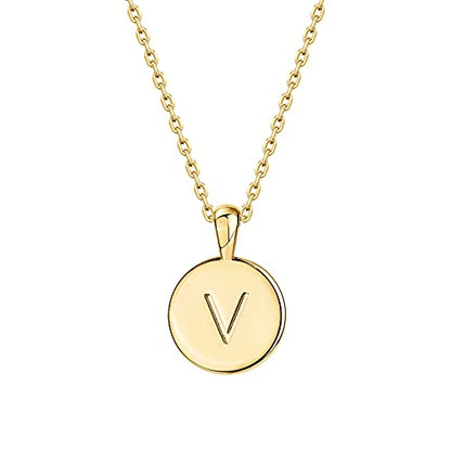 PAVOI Initial Necklace for Women, 14K Gold Plated Alphabet Letter Pendant | Letter Necklace for Women, Name Necklace, Necklace with Initials - style: - V