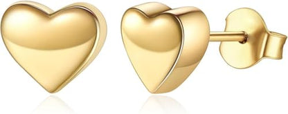 Gold Plated stainless steel Heart Earrings Chunky Statement Studs for Women Sweet Love Studs Earrings Friendship Teardrop Dangle - color: Gold-plated style