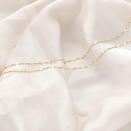 Dainty Sterling Silver Plated Diamond Choker Necklace for Women | Layered Created Diamond Pendent Necklace Set Non Tarnish, Stackable Cuban Chain Choker Jewelry - color: Gold-04