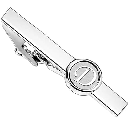 AMITER 26 Letters Tie Clip and Cufflinks for Men, Initial Tie Bar & Cuff Links Set Necktie Clip for Business, Wedding, Anniversary - color: D (tie clip)