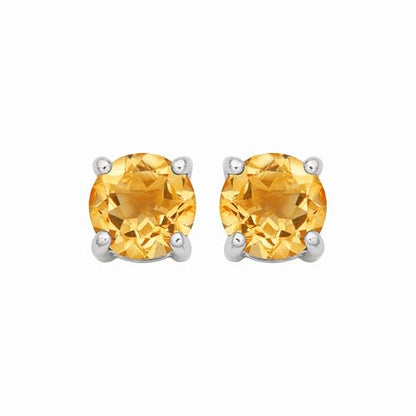 Amazon Essentials Sterling Silver Round Birthstone Stud Earrings - color: Yellow Citrine, November