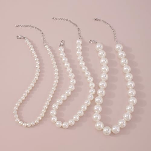 Chunky Pearl Choker Necklace - Stackable Statement Wedding Party Jewelry Gift - size: 8mm pearl