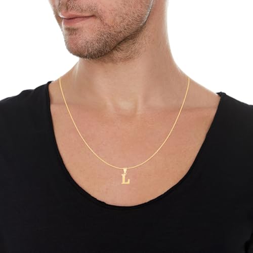 Floreo 10k Yellow Gold 0.45" Personalized Lighting Alphabet Letter A - Z Initial Charm Pendant with optional Extendable Chain Necklace - size: Pendant with Adjustable Chain, 18", style: - L -