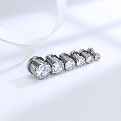 Astm F136 Titanium CZ Ear Gauges Screw Fit Flesh Tunnels Plugs Gauges Earring Expander Stretcher Ear Tunnels For Ears 10G 8G 6G 4G 2G 0G 00G Plug Earrings Body Piercing Jewelry For Women Men - color: 2G Gauges
