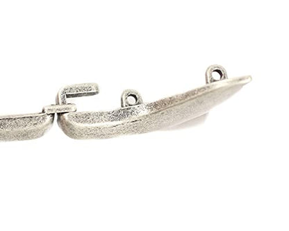 bezelry 3 Pairs Whale Tail Cape or Cloak Clasp Fasteners. 62mm x 35mm Fastened. Sew On Hooks and Eyes Cardigan Clip (Antique Silver) - color: Antique Silver