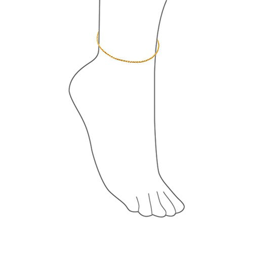 Bling Jewelry Strong Cable Rope Chain Anklet Strand Ankle Bracelet Yellow Gold Plated .925 Sterling Silver - color: Gold