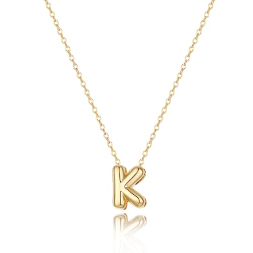 Initial Necklaces for Women Bubble Gold Silver Letter Necklace Dainty Personalized Charm Pendant Name Necklace Cute Non Tarnish Fashion Accessories Teen Gift Trendy Stuff Jewelry Gifts - color: Gold, style: K