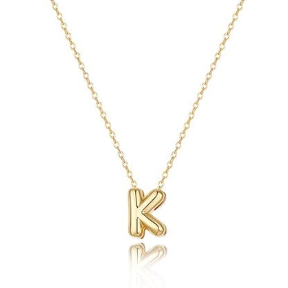 Initial Necklaces for Women Bubble Gold Silver Letter Necklace Dainty Personalized Charm Pendant Name Necklace Cute Non Tarnish Fashion Accessories Teen Gift Trendy Stuff Jewelry Gifts - color: Gold, style: K
