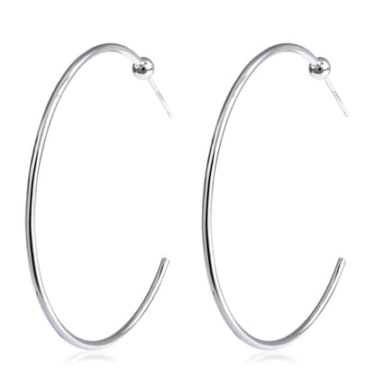 Silver Large Open Hoop Earrings Modern Minimalist Round Hoop Earrings for Women Simple Silver Jewelry for Daily