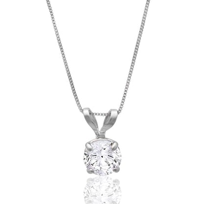 MAX + STONE 14k Gold 8mm Round Solitaire Cubic Zirconia Pendant Necklace for Women with 18 Inch Box Chain - size: 5 MM