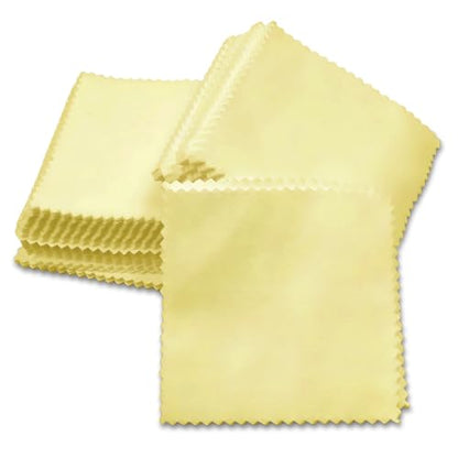 100pcs Premium Jewelry Polishing Cloth, Individually Wrapped Microfiber Cloths for Cleaning Silver, Gold, and More (Yellow, 3.15" x 3.15")