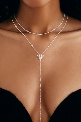 CHESKY Long Necklace for Women, 14k Gold Plated/Streling Silver Lariat Y Necklaces - style: y necklace 12