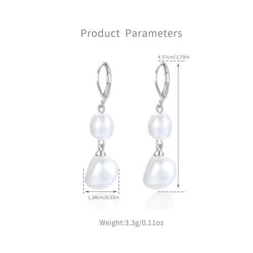 925 Sterling Silver Hook Pearl Dangle Earrings for Women Drop Hook Vintage Earrings Jewelry Birthday Gifts - style: DBHoop