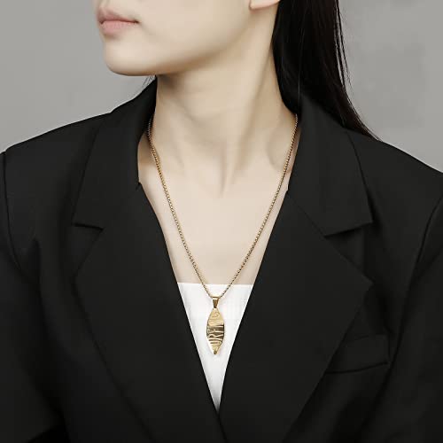 18K Gold Plated Stainless Steel Bee Honeycomb Pendant Necklace, Adjustable Y Lariat Conch/Guitar/Horseshoe Necklace for Women - color: Gold, style: Surfboard