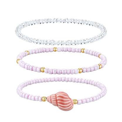 Cicy Bell Boho Ankle Bracelets Set for Women Beach Jewelry Bead Anklets | Hawaiian Shell Starfish Charm,Adjustable,Waterproof Non Tarnish,Summer Vacation Foot Jewelry - color: Gold C