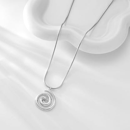 Boho Chunky Gold Statement Necklaces for Women Beach Jewelry Gifts | Versatile Everyday Wear, Pairs with Any Outfit, Ideal Gift for Any Occasion, Easy to Layer, Lightweight, Hypoallergenic - style: Spiral-C-Silver