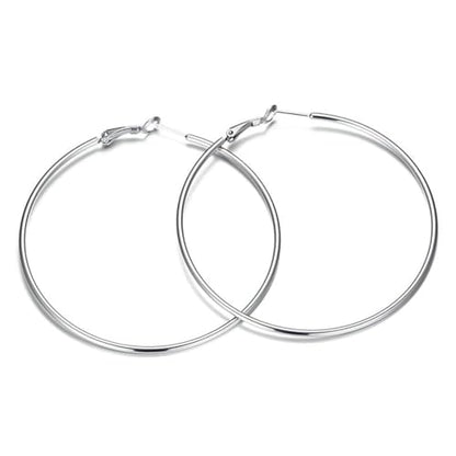 Large Hoop Earrings for Women 4 Pairs Stainless Steel Gold and Silver Hoop Earrings Set Lightweight Hypoallergenic Big Hoop Jewelry for Everyday Party and Gifts 40mm 70mm - color: Silver-50mm