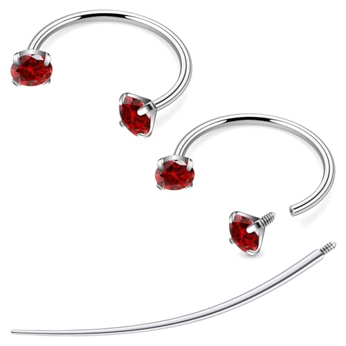 F136 Titanium 20/18/16/14g Horseshoe Nose Septum Lip Ear Rings Piercings 8/10/12mm Cartilage Helix Daith Earrings Jewelry for Women Men - color: Red, size: 20g*1/2in(12mm)