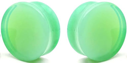 Mint Green Opalite Glass Ear Plug gauges (22mm- 7/8 inch) - size: 22 mm (7/8 inch)