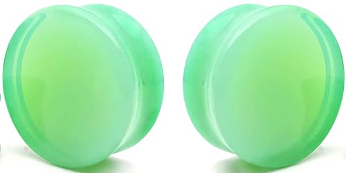 Mint Green Opalite Glass Ear Plug gauges (25mm- 1 inch) - size: 25 mm (1 inch)