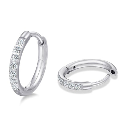Limerencia G23 Hypoallergenic Titanium Earrings Hoops Small Huggie Earrings | 18G Cartilage F136 Pure Titanium Huggie Hoops with Cubic Zirconia, Ear Cuff Style Jewelry for Women Men with Sensitive Ears - color: White CZ, size: 10mm