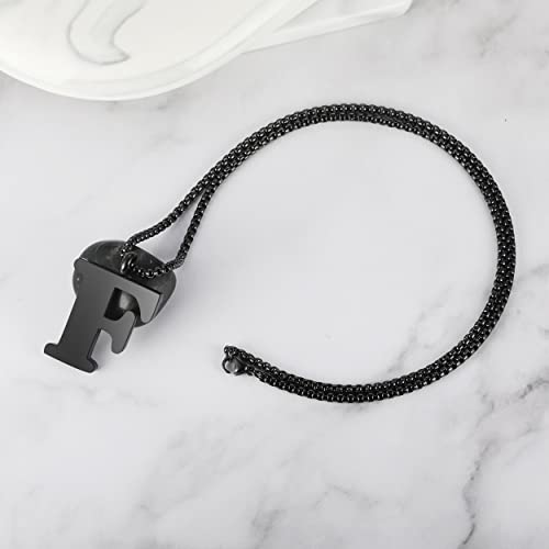 Initial 26 Letter A to Z Pendant Necklace for Teen Women Men 24" Chain | Large Alphabet Letter Personalized Charm Pendant,Engraving Red 'I CAN DO ...' on Back - style: F