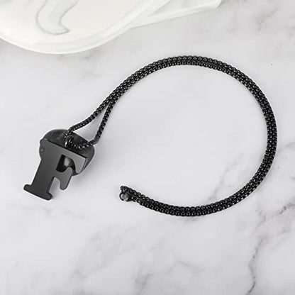 Initial 26 Letter A to Z Pendant Necklace for Teen Women Men 24" Chain | Large Alphabet Letter Personalized Charm Pendant,Engraving Red 'I CAN DO ...' on Back - style: F