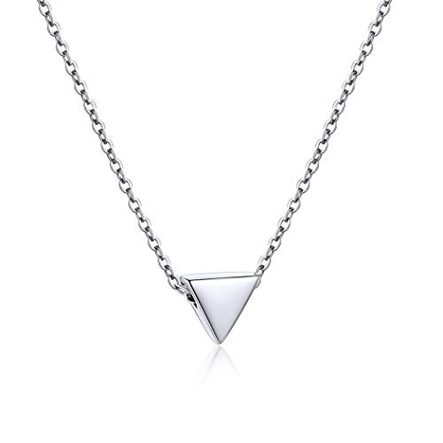 PROSILVER 925 Sterling Silver Necklace for Women Dainty Pendant Necklace | Hypoallergenic 925 Sterling Silver, Cute Small Pendant, Star/Heart/Moon/Triangle/Bar/Round Necklace Silver with Gift Box - color: 01 Sliver, style: 06 Triangle