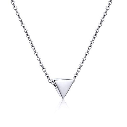 PROSILVER 925 Sterling Silver Necklace for Women Dainty Pendant Necklace | Hypoallergenic 925 Sterling Silver, Cute Small Pendant, Star/Heart/Moon/Triangle/Bar/Round Necklace Silver with Gift Box - color: 01 Sliver, style: 06 Triangle