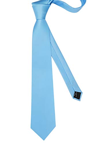 GUSLESON Classic New 3.15"（8cm） Men's Solid Color Necktie Wedding Business Tie + Gift Box - color: Light Blue