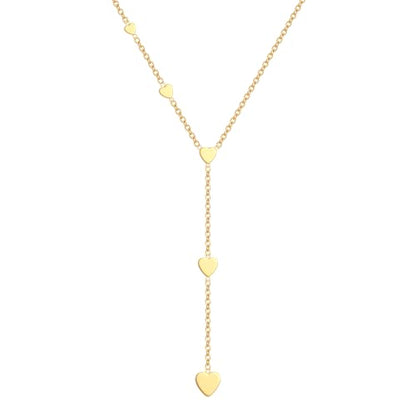 CHESKY Lariat Gold Necklace for Women, Dainty Long Necklace 14k Gold Plated Y-Shaped Pendant Necklace Trendy Layered CZ Beaded Chain Drop Necklaces Simple Gold Jewelry for Women Gifts - color: 5