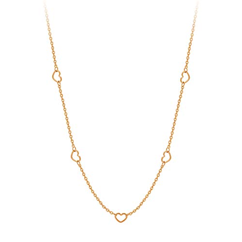 555Jewelry Womens Stainless Steel Mini Multi Heart Love Dainty Chain Necklace - color: Pink Rose Gold