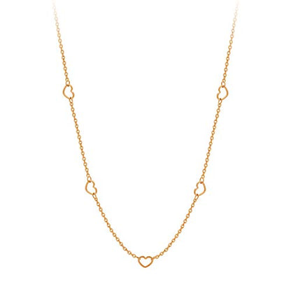 555Jewelry Womens Stainless Steel Mini Multi Heart Love Dainty Chain Necklace - color: Pink Rose Gold